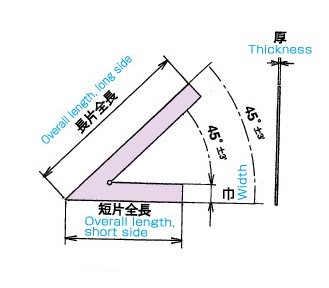 スコヤー 角度付平形定規 45度 | 製品詳細 | 大西測定株式会社