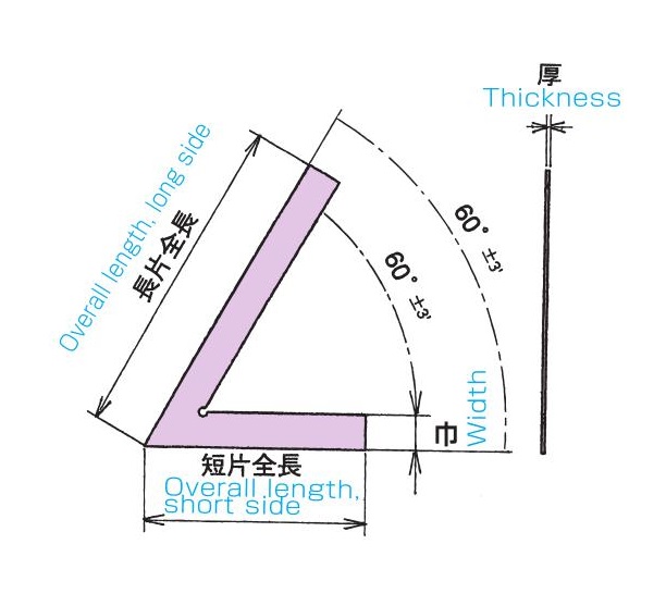 スコヤー 角度付平形定規 60度 | 製品詳細 | 大西測定株式会社